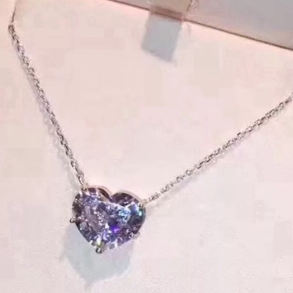 12ct Solitaire Heart Necklace - Picture 3 of 16